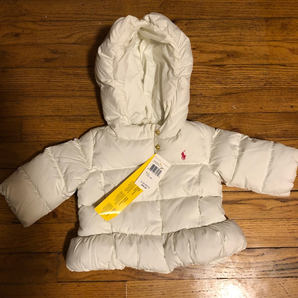 Ralph Lauren Girls white puffy coat 6 month NEW